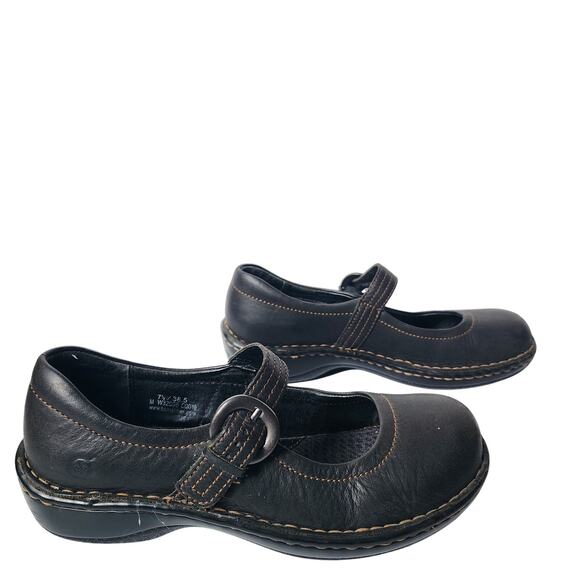 Born Black Leather Mary Jane Loafers Womens Size 7.5 US 38.5 EU Buckle - Picture 1 of 11